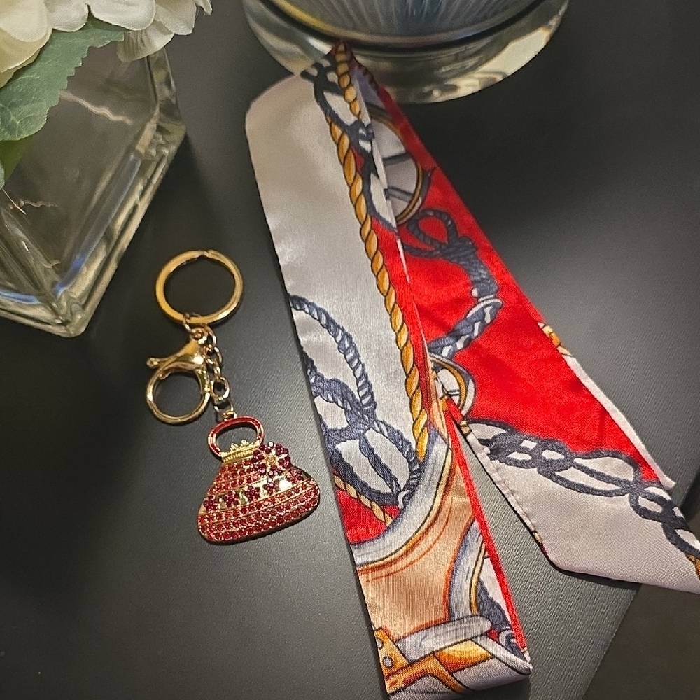 Bag Charm & Twilly Bundle-Red